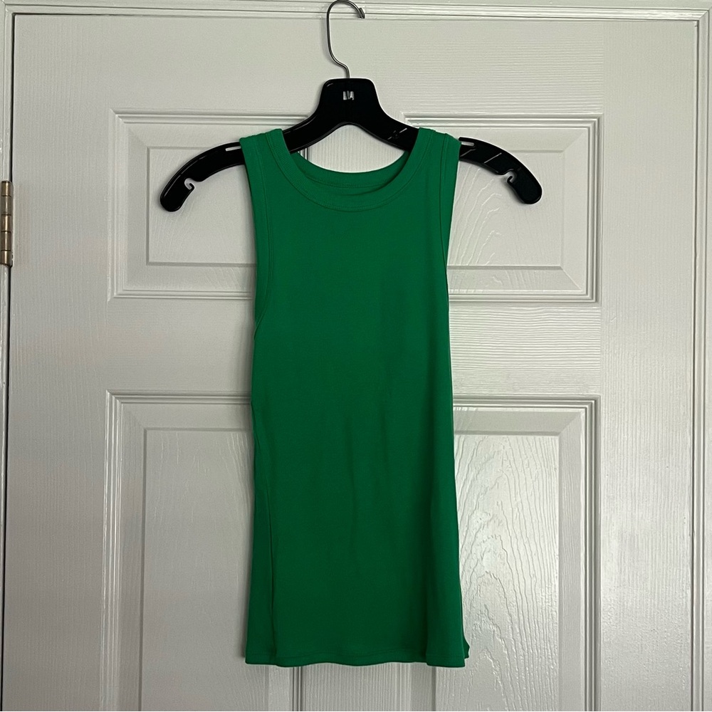 A New Day Green Fitted Sleeveless Tank Top